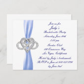 Blue Infinity Heart Bachelorette Party Invitation (Devant / Derrière)