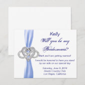 Blue Infinity Heart Bridesmaid Kaart (Voorkant / Achterkant)
