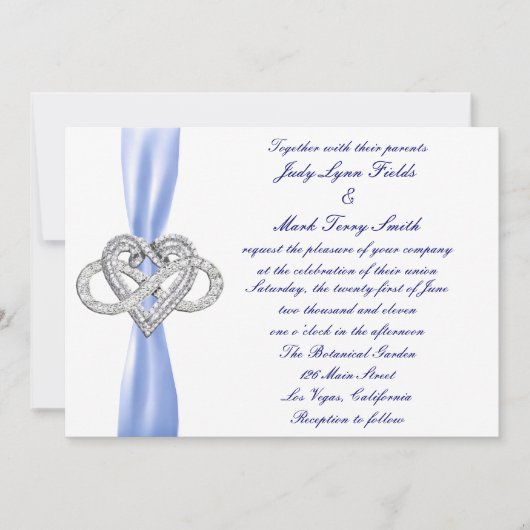 Blue Infinity Heart Faire-part de mariage (Devant)