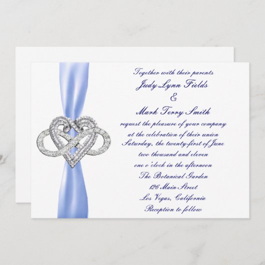 Blue Infinity Heart Faire-part de mariage (Devant / Derrière)