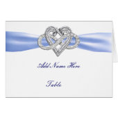 Blue Infinity Heart Mariage Table Place Card (Devant Horizontal)