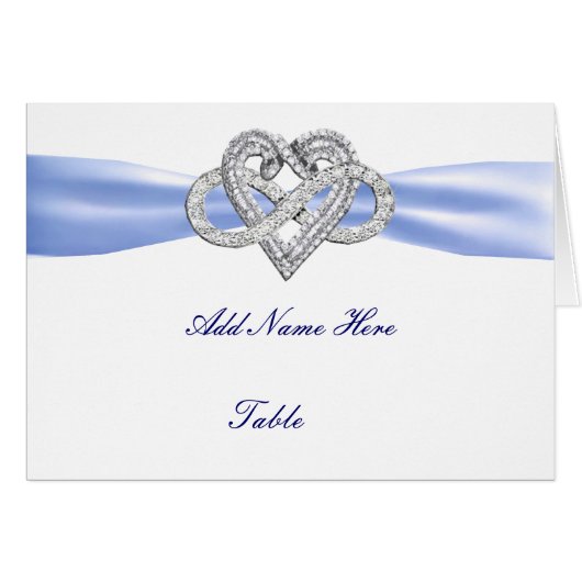 Blue Infinity Heart Mariage Table Place Card (Devant Horizontal)
