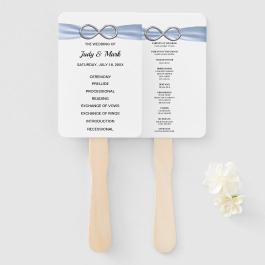 Blue Infinity Wedding Program Fans Handwaaier (Voorkant en achterkant)