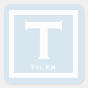 Blue Initiaal Name Kinder Boy Party Terug naar Sch Vierkante Sticker