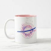 Blue Ink Katana & Cherry Blossom / Sakura Mug (Gauche)