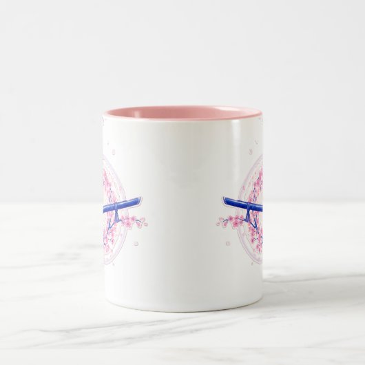 Blue Ink Katana & Cherry Blossom / Sakura Mug (Centre)