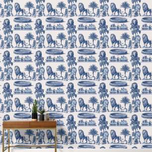 Blue Ink Lions en Savannah Behang