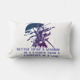 Blue Ink Samurai Art & Custom Quote Lumbar Pillow Kussen