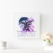 Blue Ink Samurai Warrior & Custom Quote Wall Clock Vierkante Klok (Huis)