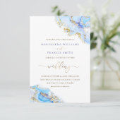 blue ink vloeistofmarmeringuitnodiging kaart (Staand voorkant)