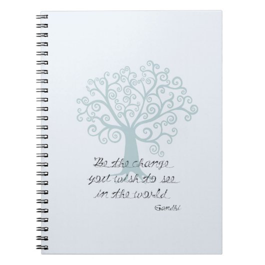 Blue Inspirational Be the Change Tree Notitieboek (Voorkant)
