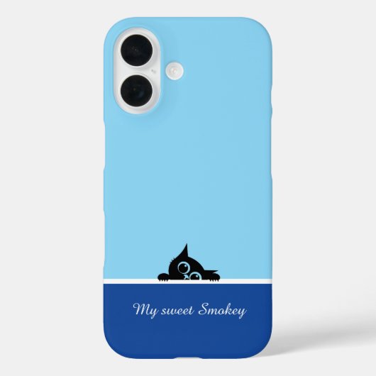 Blue iPhone Case with Cute Kitten Design (Achterkant)