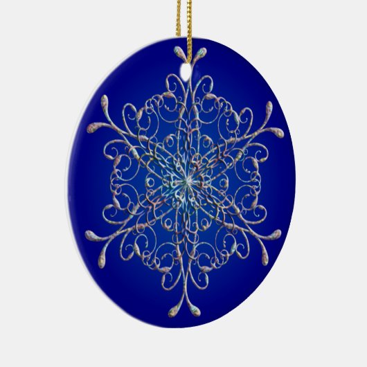 Blue Iridescent Snowflake Ornament (Rechts)