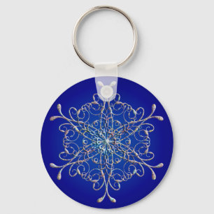 Blue Iridescent Snowflake Sleutelhanger