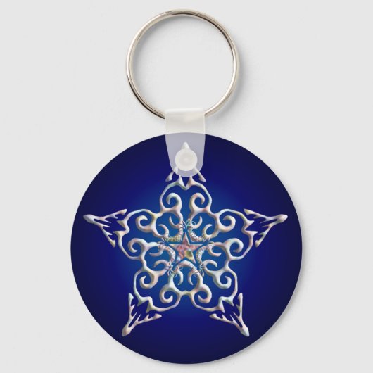 Blue Iridescent Star-Sleutelhanger Sleutelhanger (Voorkant)
