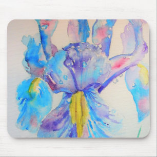Blue Iris Art Waterverf Design Muismat