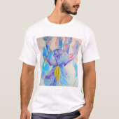 Blue Iris Art Waterverf Design T-shirt (Voorkant)