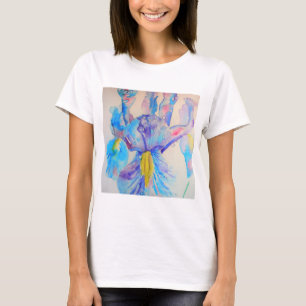 Blue Iris Art Waterverf Design T-shirt