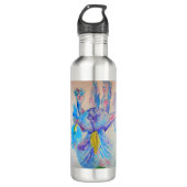 Blue Iris Art Waterverf Design Waterfles (Voorkant)