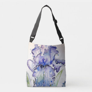 Blue Iris Art Waterverf Flower Art Crossbody Tas