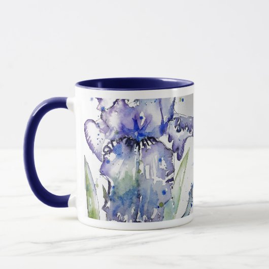Blue Iris Art Waterverf Flower Art Mok (Links)