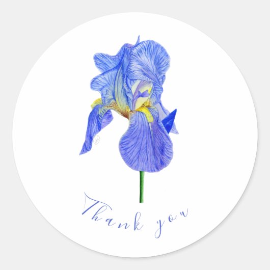 Blue Iris Bedankt Classic Round Sticker (Voorkant)