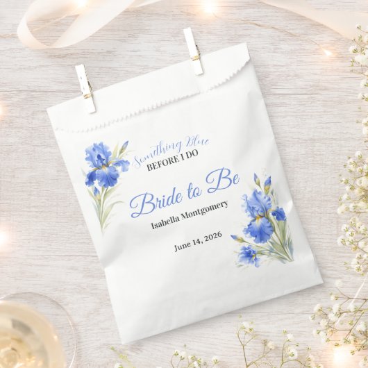 Blue Iris Bride to Be Something Blue Bridal Shower Bedankzakje (Geknipt)