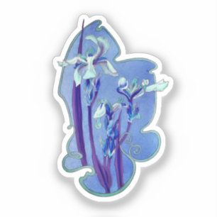 Blue Iris Floral Art Sticker