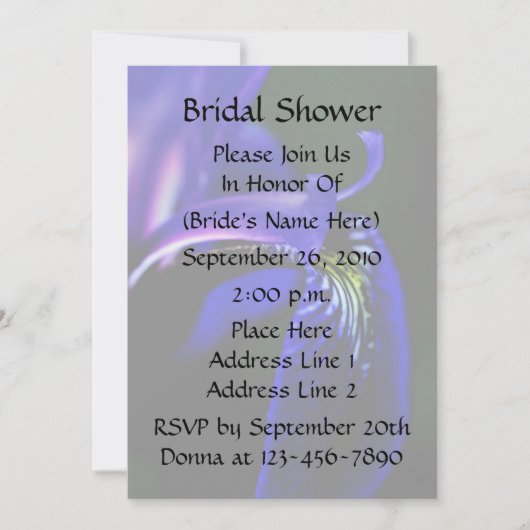 Blue Iris Floral Bridal Wedding Shower Uitnodiging (Voorkant)
