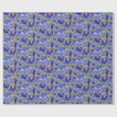 Blue Iris Floral Pattern Cadeaupapier (Vlak)