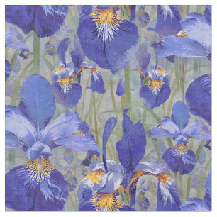 Blue Iris Floral Pattern Stof