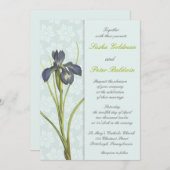 Blue Iris Floral Wedding Invitation Kaart (Voorkant / Achterkant)