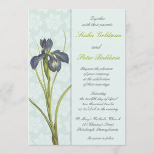 Blue Iris Floral Wedding Invitation Kaart