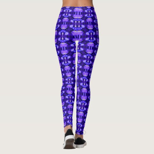 Blue Iris Flower Abstract Natuur Pattern Leggings (Achterkant)