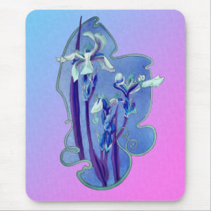 Blue Iris Flower Art Muismat