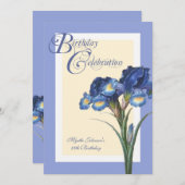 Blue Iris Flower Birthday Celebration Kaart (Voorkant / Achterkant)