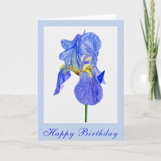 Blue Iris Flower Birthday Kaart (Voorkant)