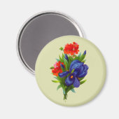  Blue Iris Flower Bouquet Magnet Magneet (Voorkant / Achterkant)