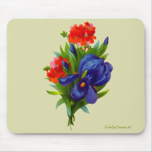  Blue Iris Flower Bouquet Mousepad Muismat