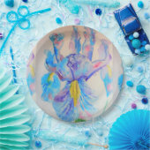 Blue Iris Flower Pattern Paper Party Bord (Feest)