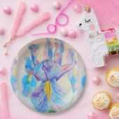Blue Iris Flower Pattern Paper Party Bord (Feest)