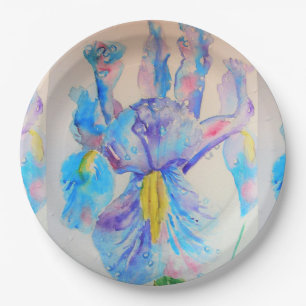 Blue Iris Flower Pattern Paper Party Bord