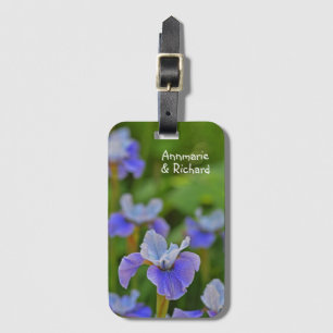 Blue Iris Flower Portrait Personalized Bagagelabel
