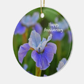 Blue Iris Flower Portret Personalized Jubileum Keramisch Ornament (Links)