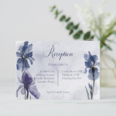 Blue Iris Flowers Blue Modern Reception Kaart (Staand voorkant)