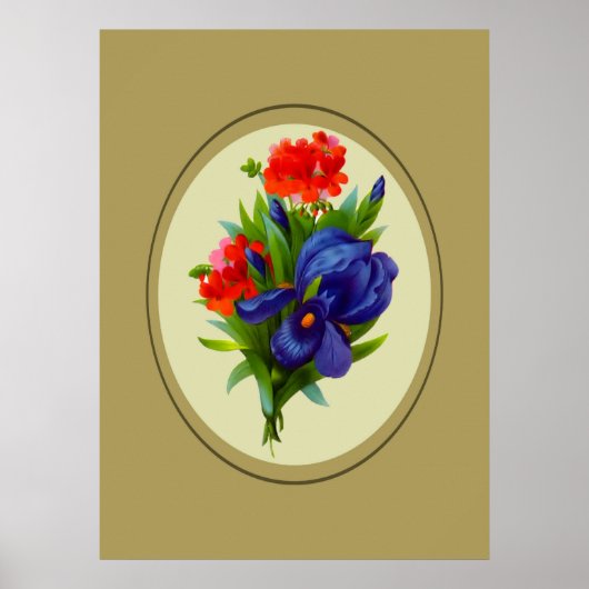 Blue Iris Flowers Bouquet Poster Print (Voorkant)