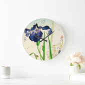 Blue Iris - Japanse waterverf afdrukken Grote Klok (Huis)