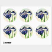 Blue Iris - Japanse waterverf afdrukken Ronde Sticker (Vel)