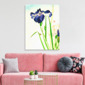 Blue Iris Japanse Waterverf Canvas Afdruk (Insitu (Woonkamer))