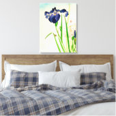 Blue Iris Japanse Waterverf Canvas Afdruk (Insitu (Slaapkamer))